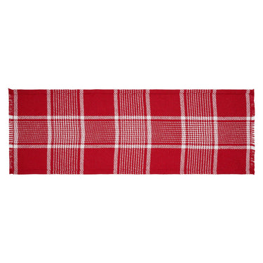 Eston Red White Plaid Runner Fringed 12x36 - The Fox Decor